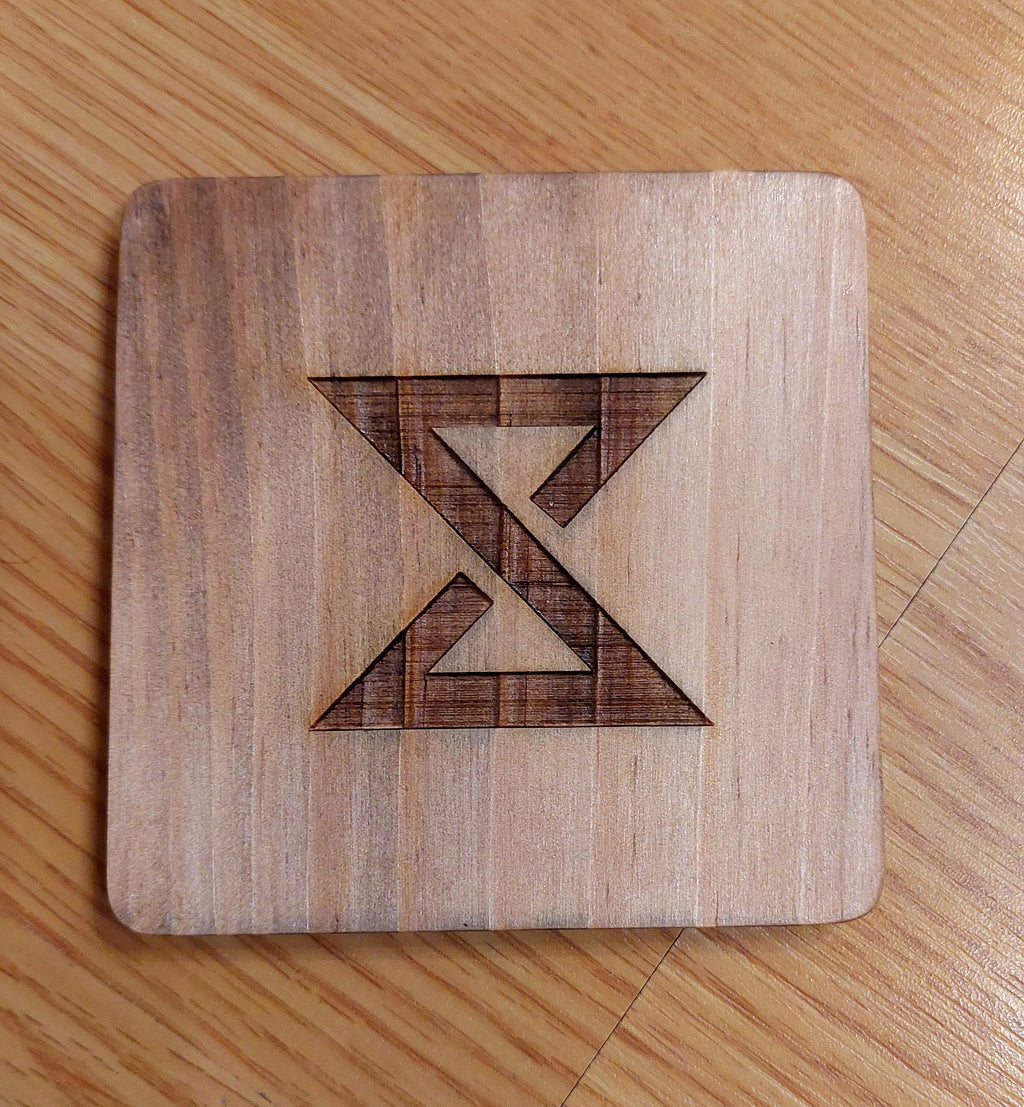 Witcher fan art wooden drinks coaster Yrden
