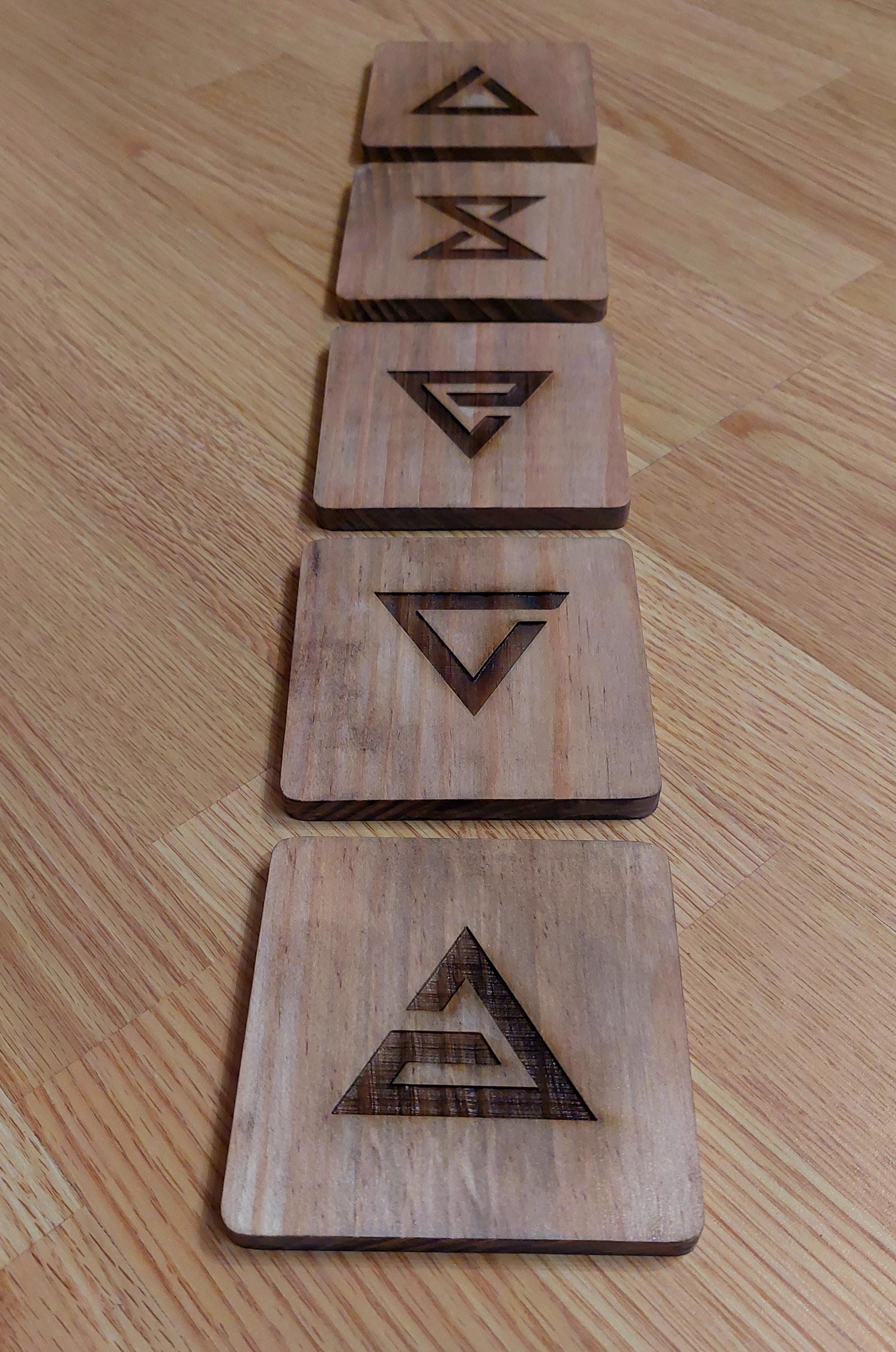 Witcher fan art wooden drinks coaster Quen
