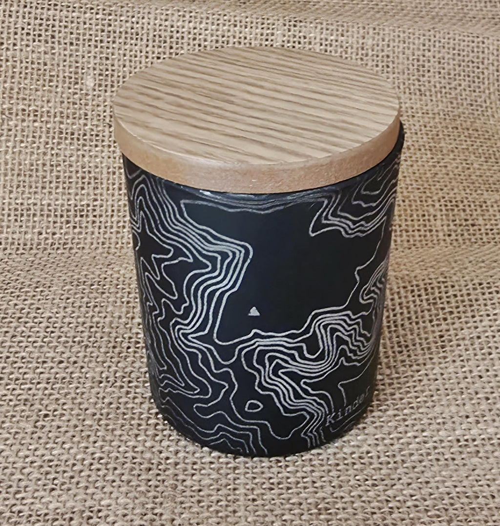 Ramblers candle: Kinder Scout, peak district. Gift for map lovers.