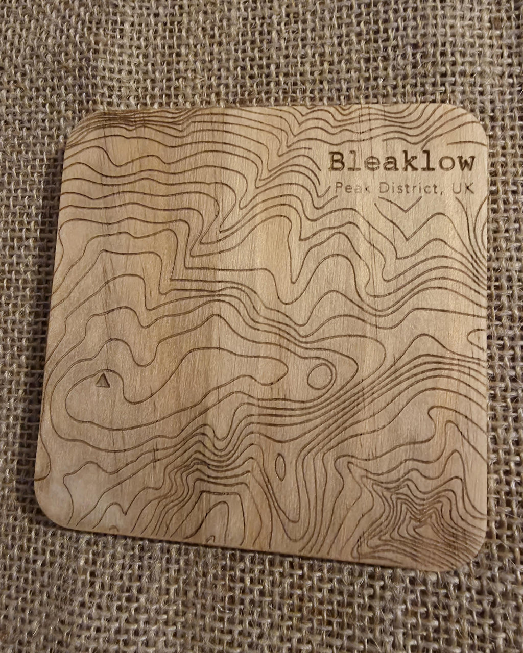 Bleaklow contour map wooden drinks coaster