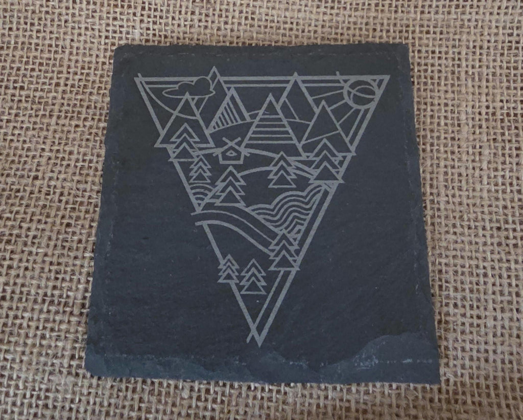Mountain lovers slate drinks coaster