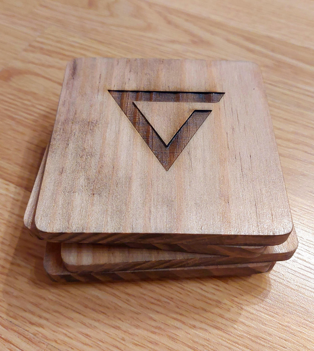 Witcher fan art wooden drinks coaster Axii