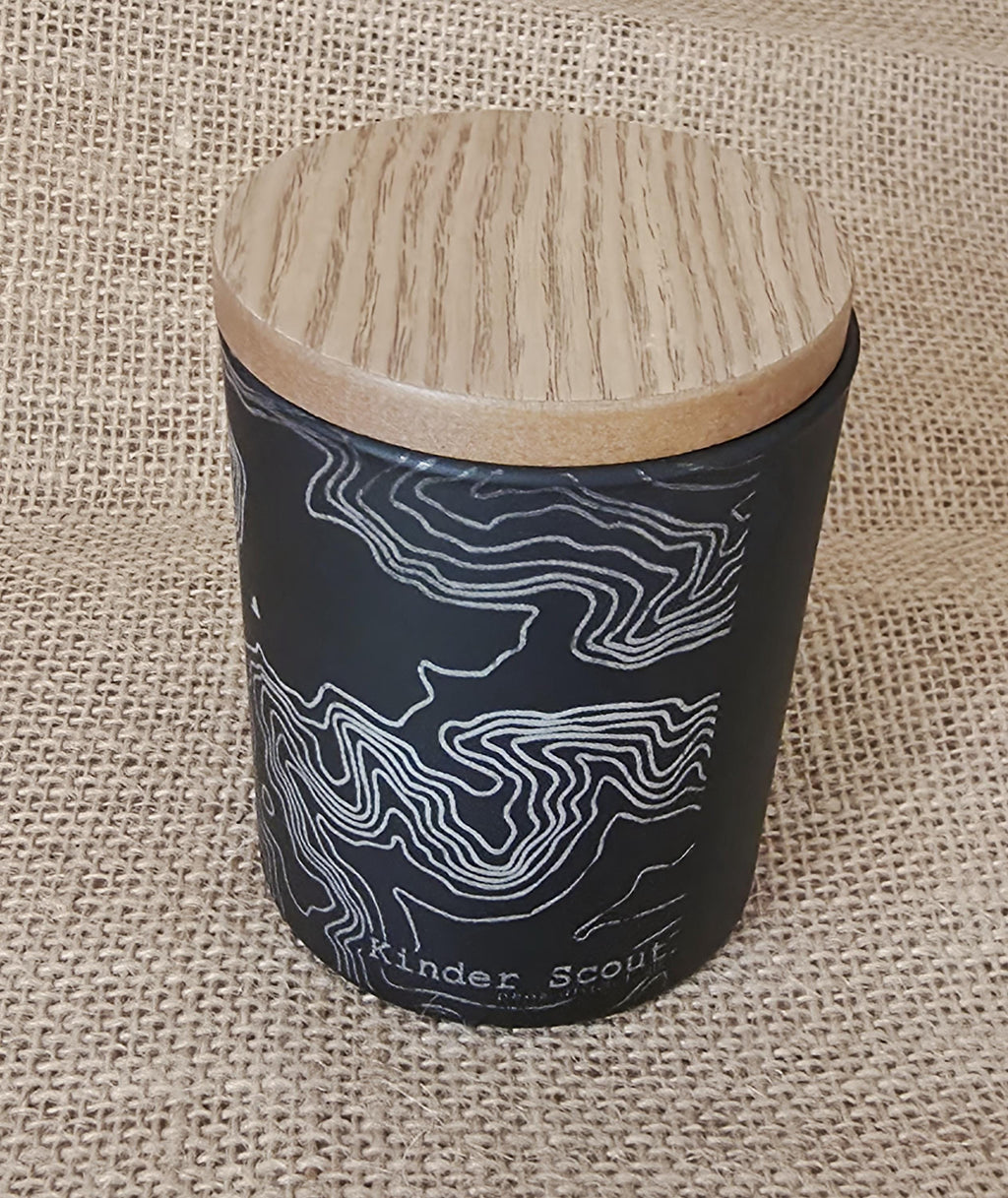 Ramblers candle: Kinder Scout, peak district. Gift for map lovers.